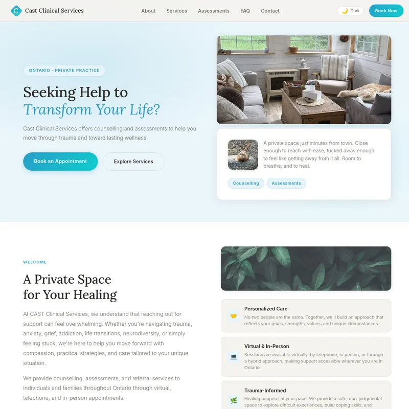 Cast Clinical Services website