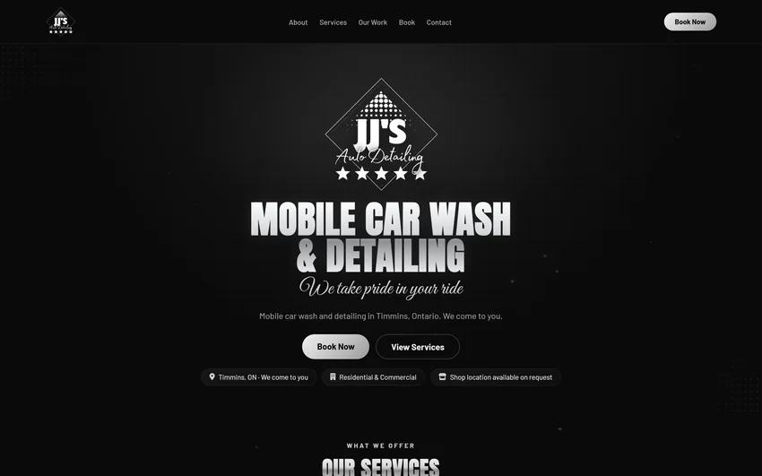 JJ's Auto Detailing website